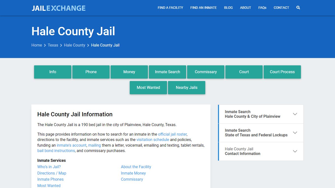 Hale County Jail, TX Inmate Search, Information